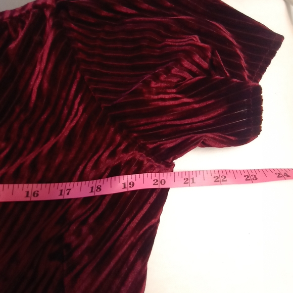 Baltic Born Burgundy Andi Velvet Ribbed Puffed Sleeve Deep V Neck Wrap Maxi - Picture 8 of 10